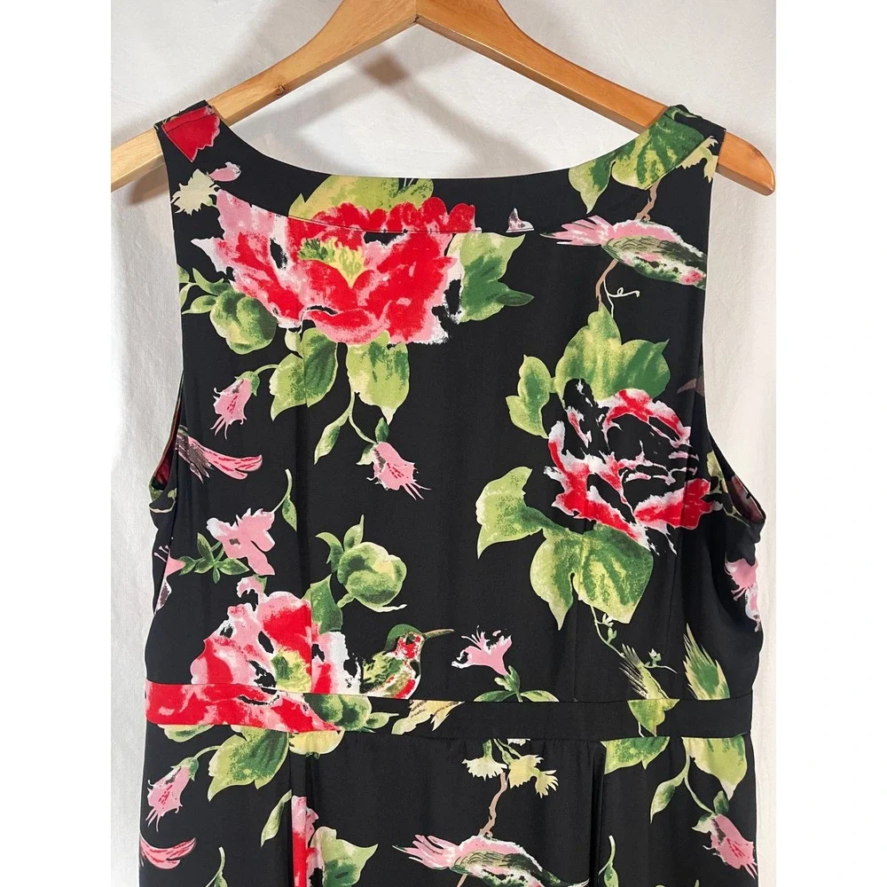 AS Atmosphere Studio Floral Sleeveless Midi Dress Black Red Pink Womens 16